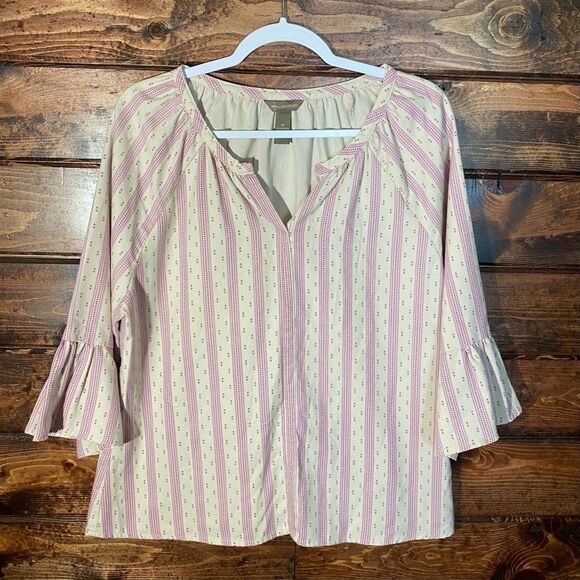 Bit & Bridle Western Cowgirl Equestrian Peasant Top W/ Bell Sleeves Women's Med. - Picture 4 of 13